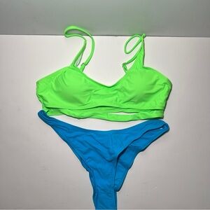 Matte Collection Elijah Bikini in Neon Green and Blue Size L